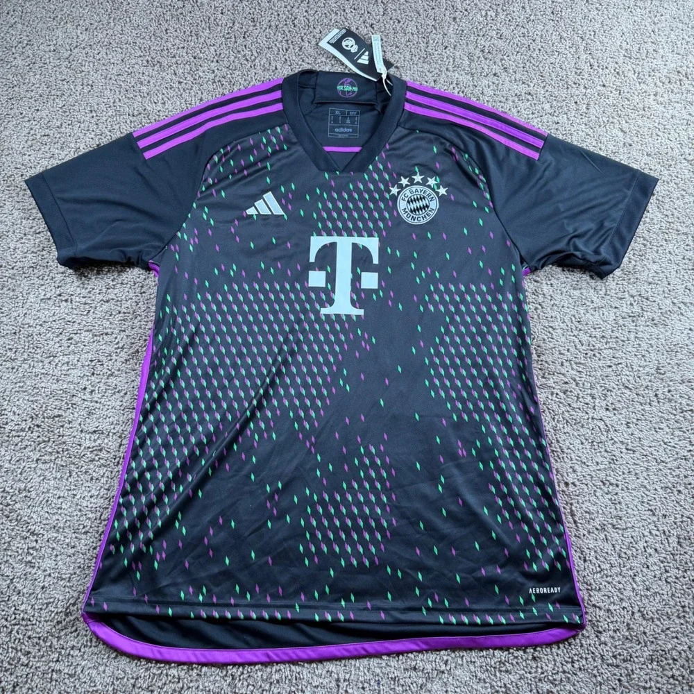Adidas FC Bayern Munich 23/24 Away Jersey Mens XL Black Soccer Shirt blokecore